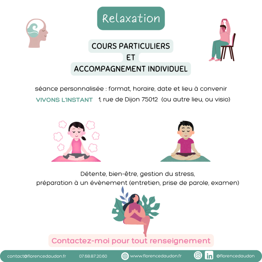 relaxation accompagnement individuel cours particulier Paris 75012