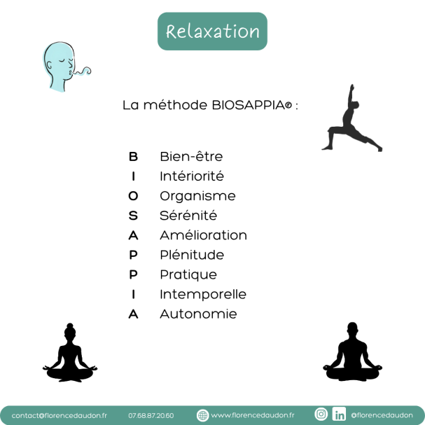 relaxation méthode Biosappia holistique global bien-être intériorité organisme sérénité amélioration plénitude pratique intemporel autonomie
